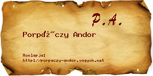 Porpáczy Andor névjegykártya