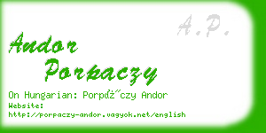 andor porpaczy business card